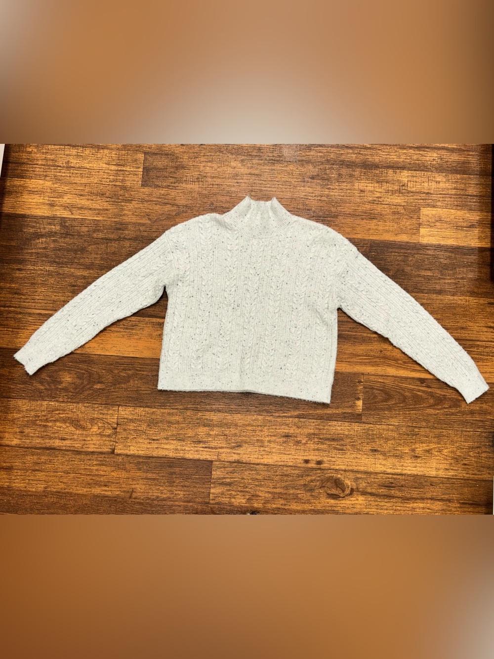 Light Cream Mock Neck Cable-Knit Sweater